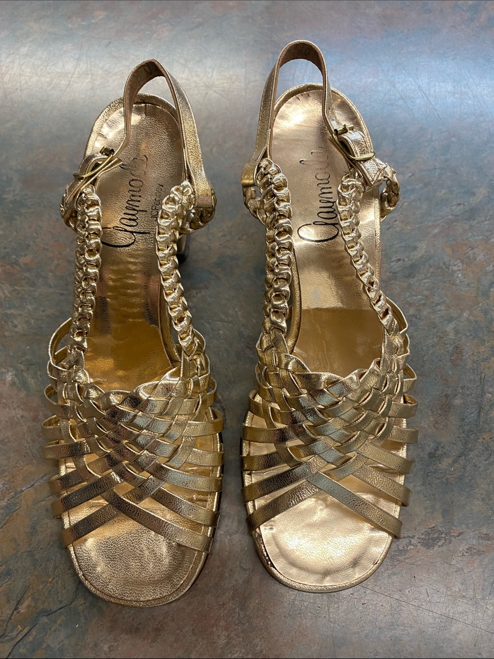 jcpenney Gold Braided Slingback Sandals